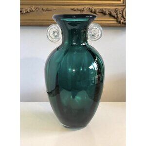 Pier 1 Teal Vase,clear Handles